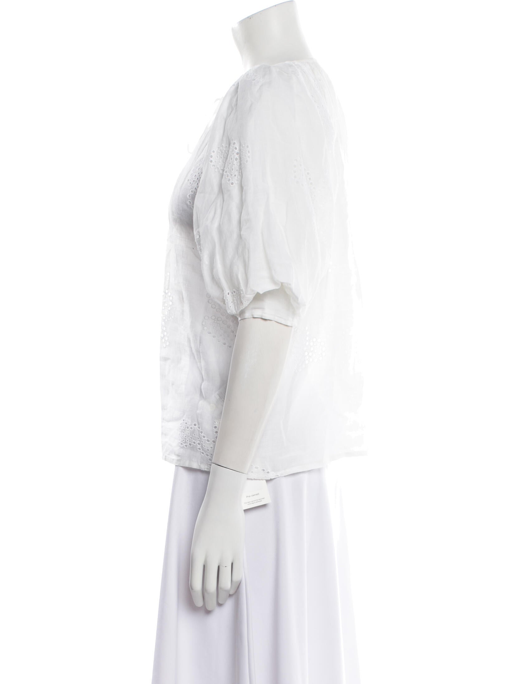 FRAME Tie Neck Three-Quarter Sleeve Blouse