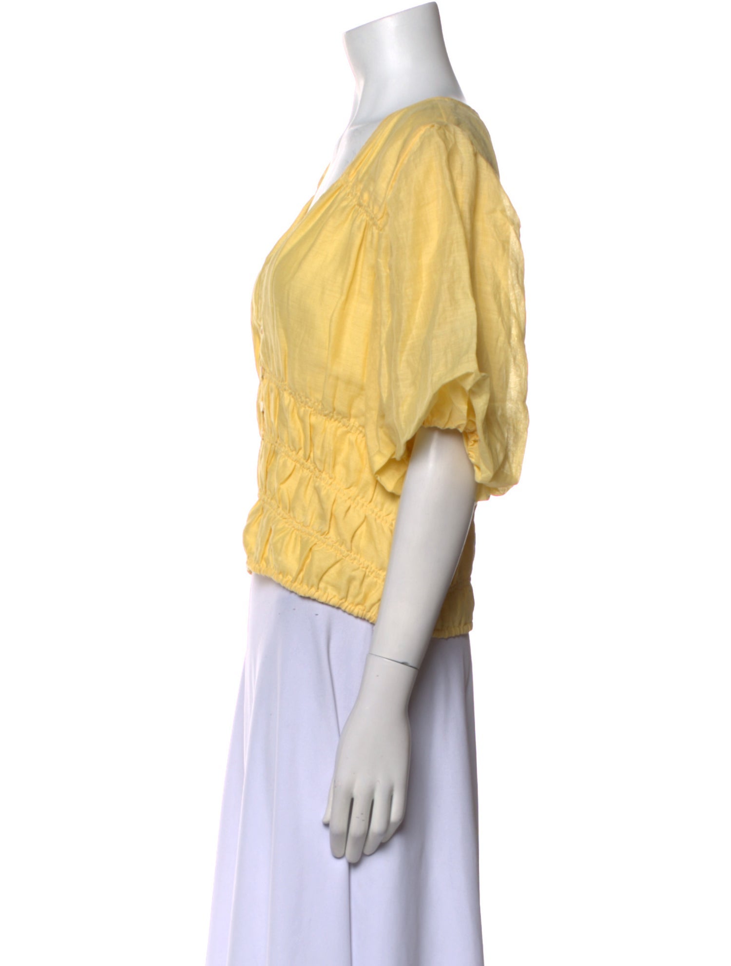 FRAME V-Neck Short Sleeve Crop Top