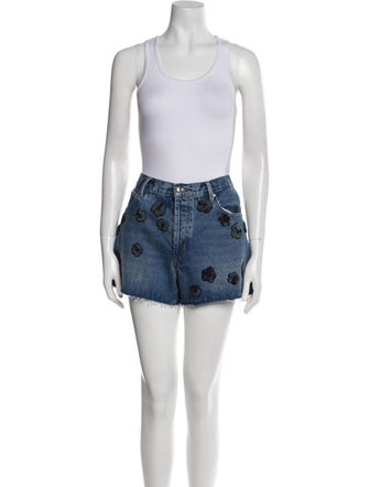 FRAME Floral Print Raw-Edge Trim Short Set