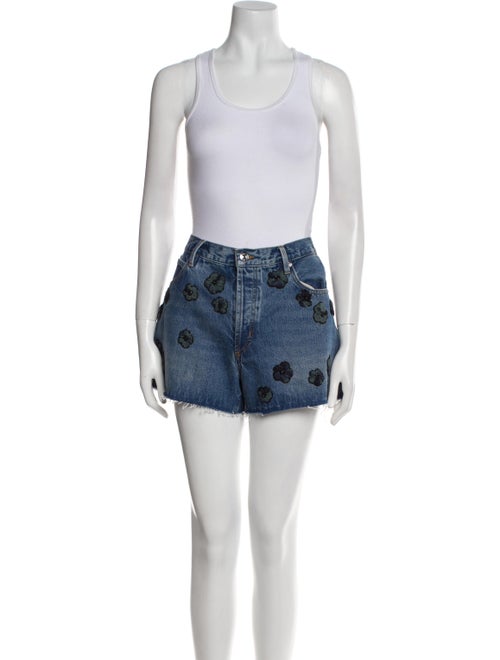 FRAME Floral Print Raw-Edge Trim Short Set