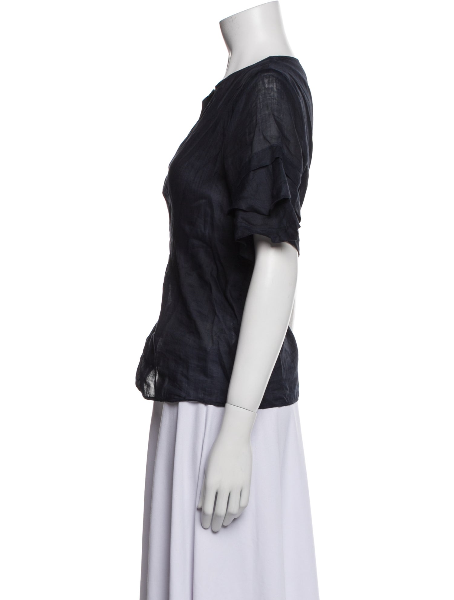 FRAME V-Neck Short Sleeve Blouse