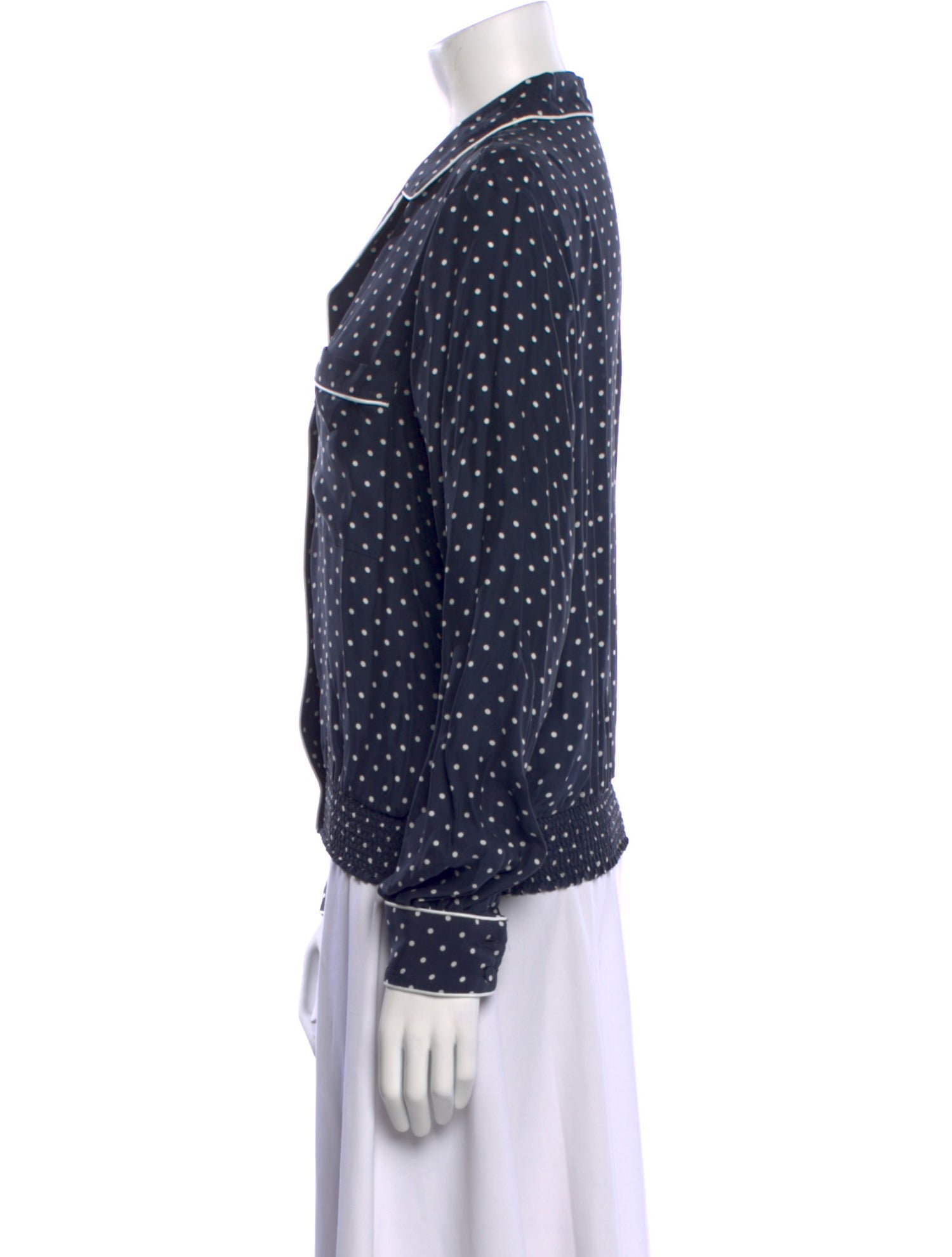 FRAME Silk Polka Dot Print Button-Up Top