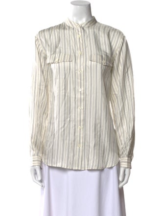 FRAME Silk Striped Button-Up Top