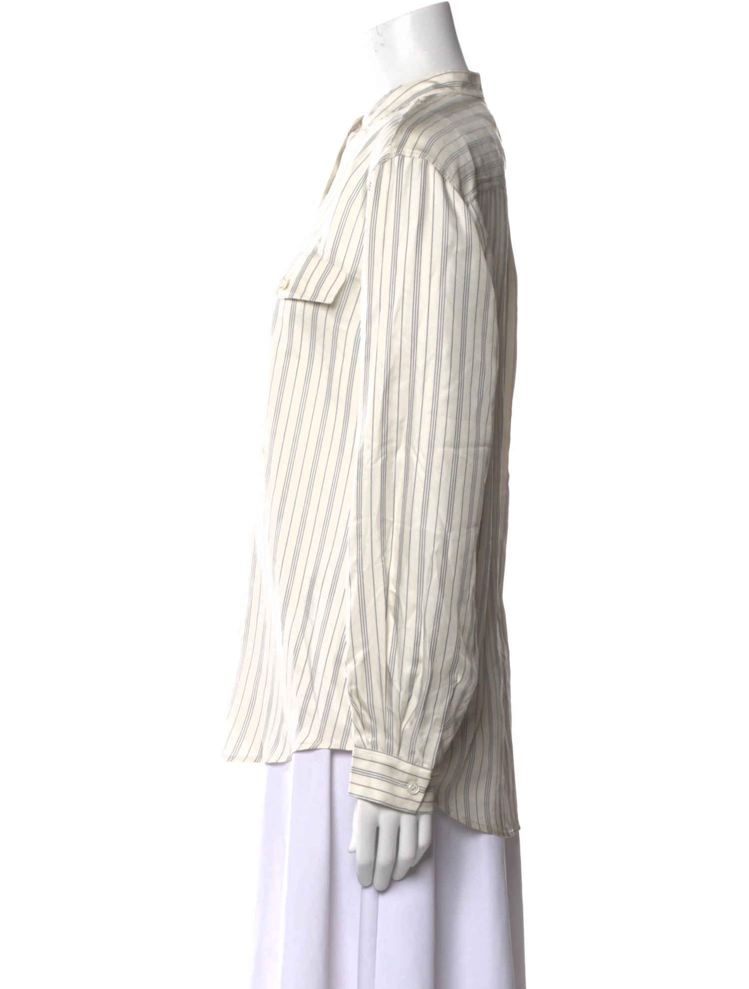 FRAME Silk Striped Button-Up Top