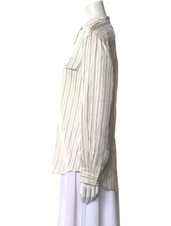 FRAME Silk Striped Button-Up Top