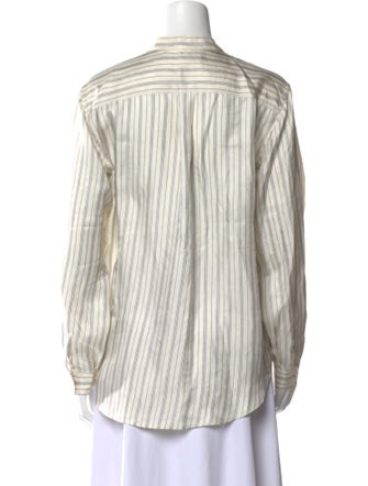 FRAME Silk Striped Button-Up Top