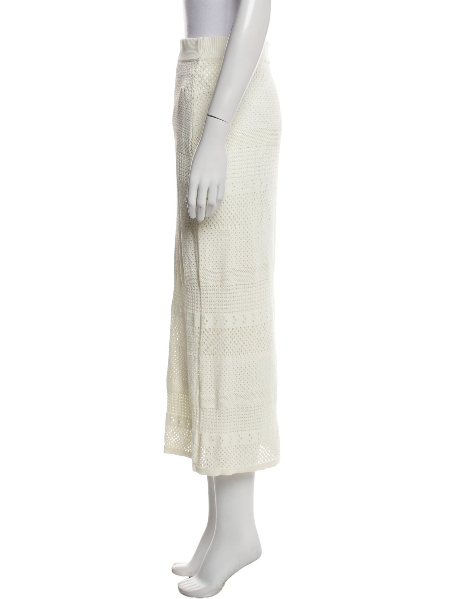 FRAME Eyelet Trim Midi Length Skirt