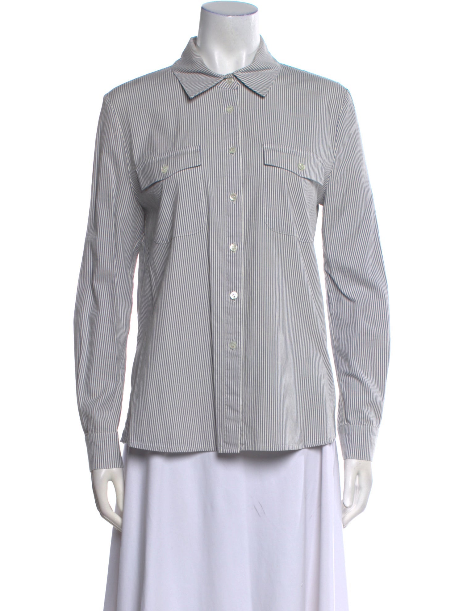 FRAME Striped Long Sleeve Button-Up Top