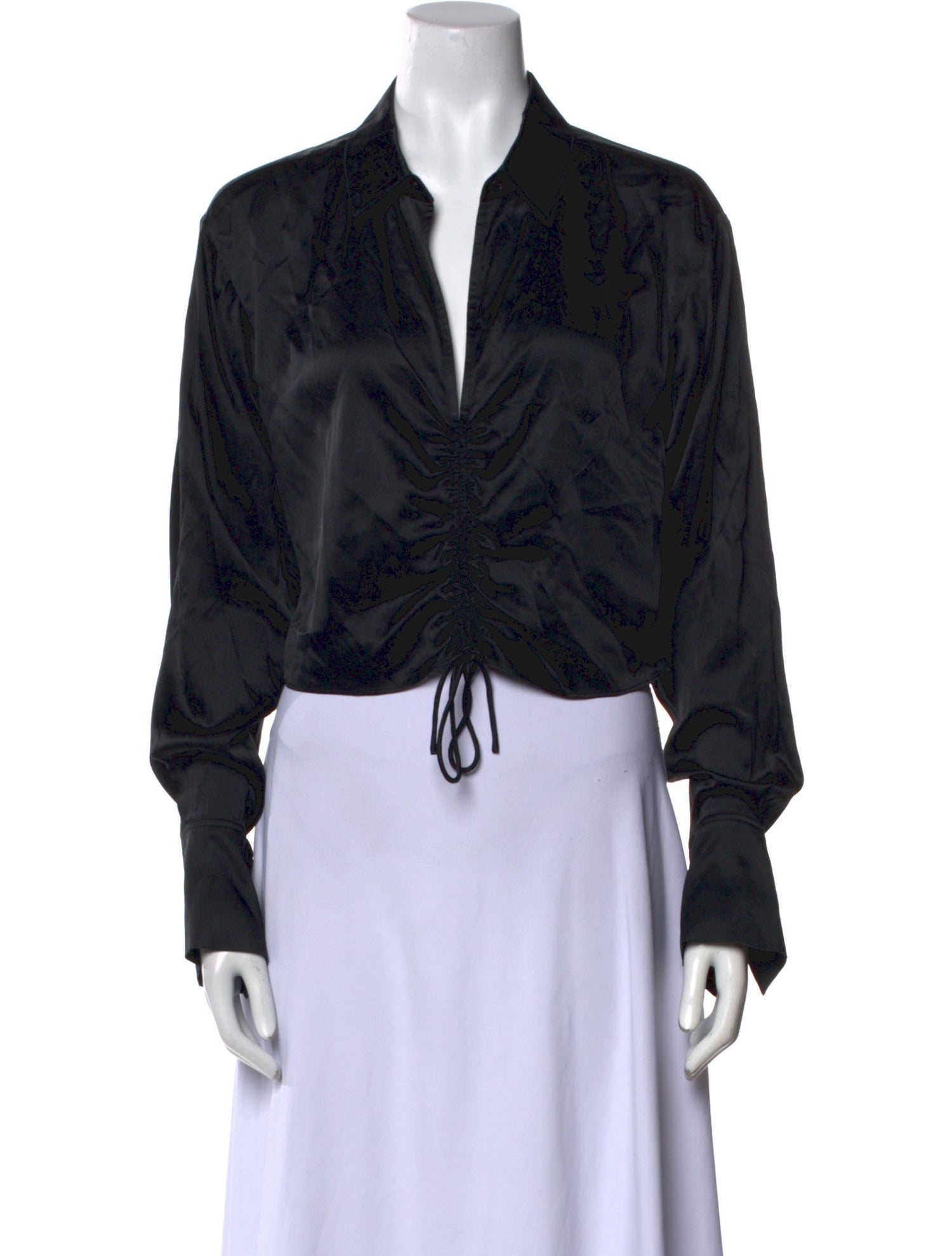 FRAME Silk V-Neck Crop Top