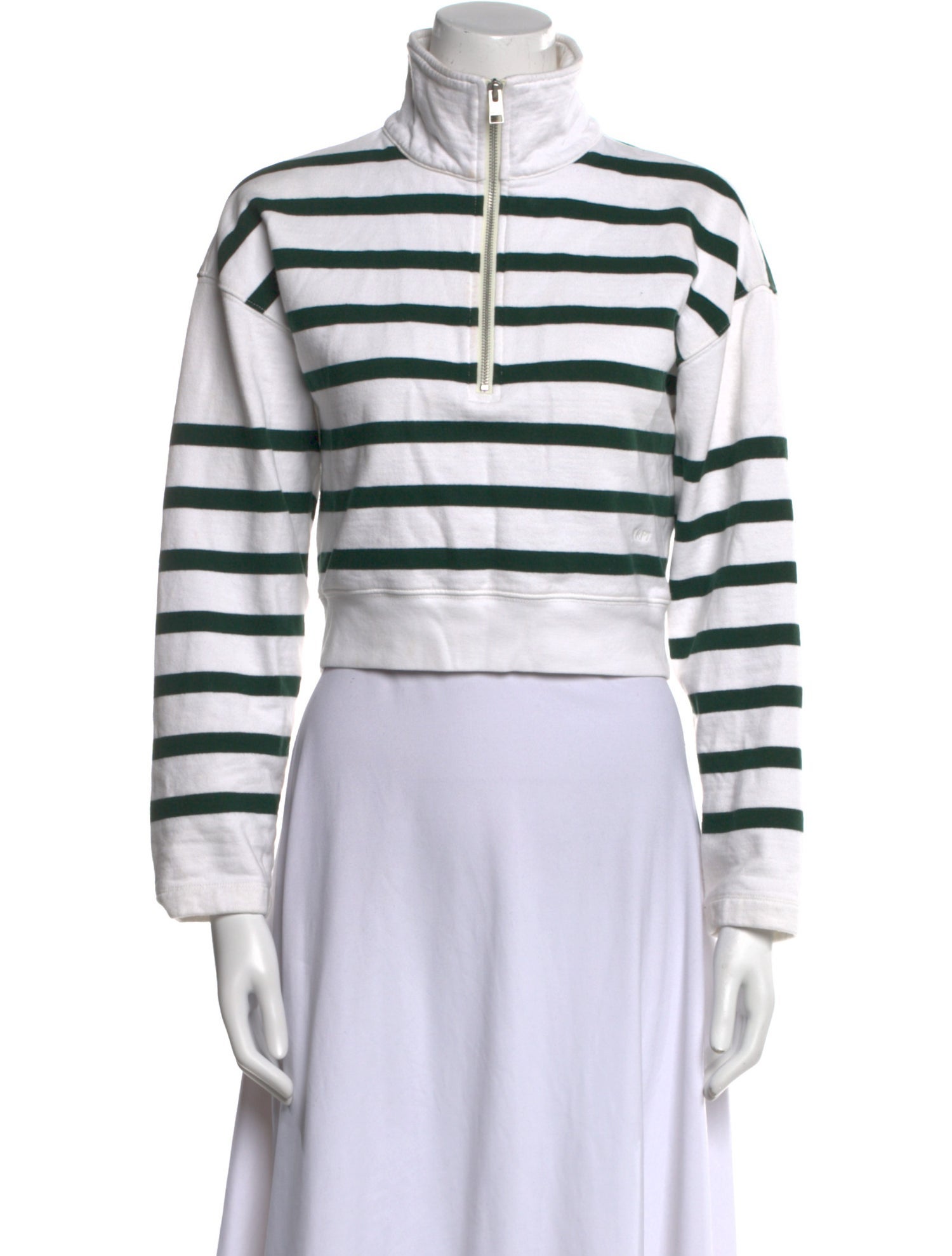 FRAME Striped Mock Neck Crop Top