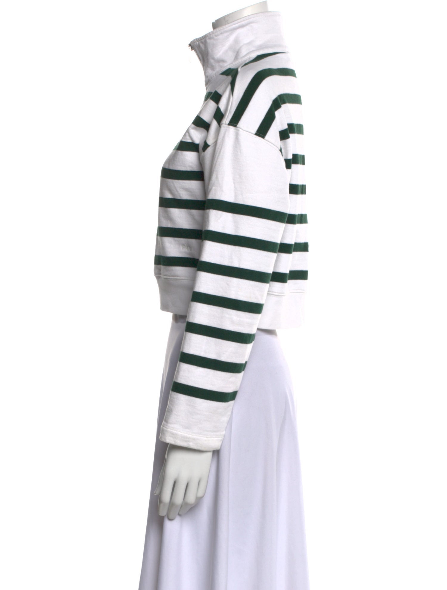 FRAME Striped Mock Neck Crop Top