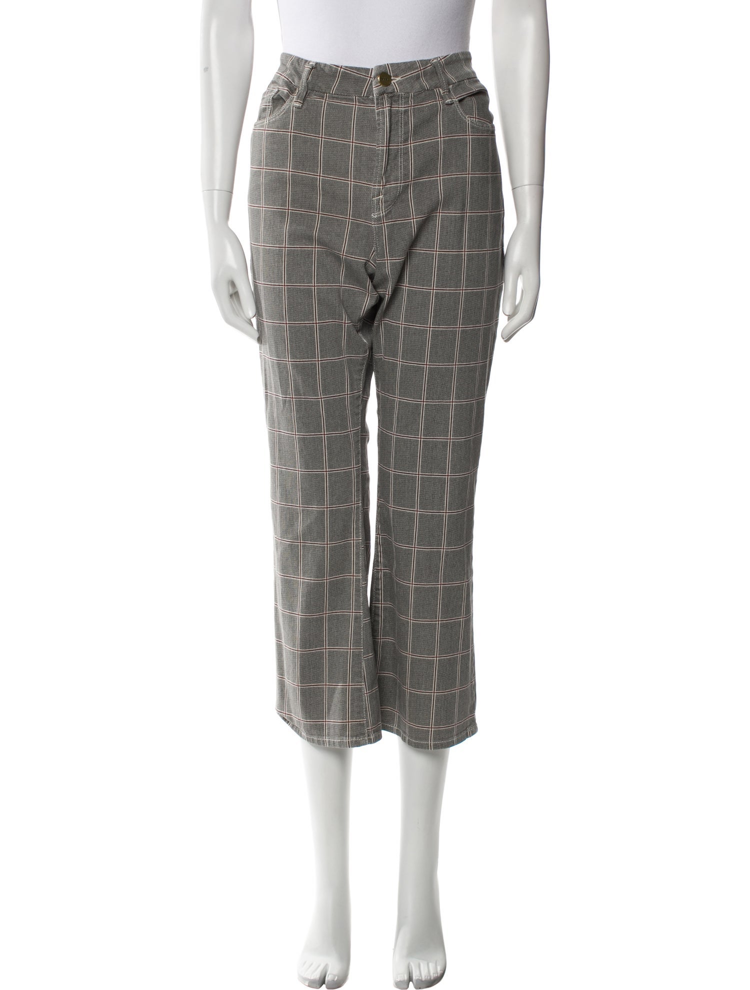 FRAME Plaid Print Wide Leg Pants