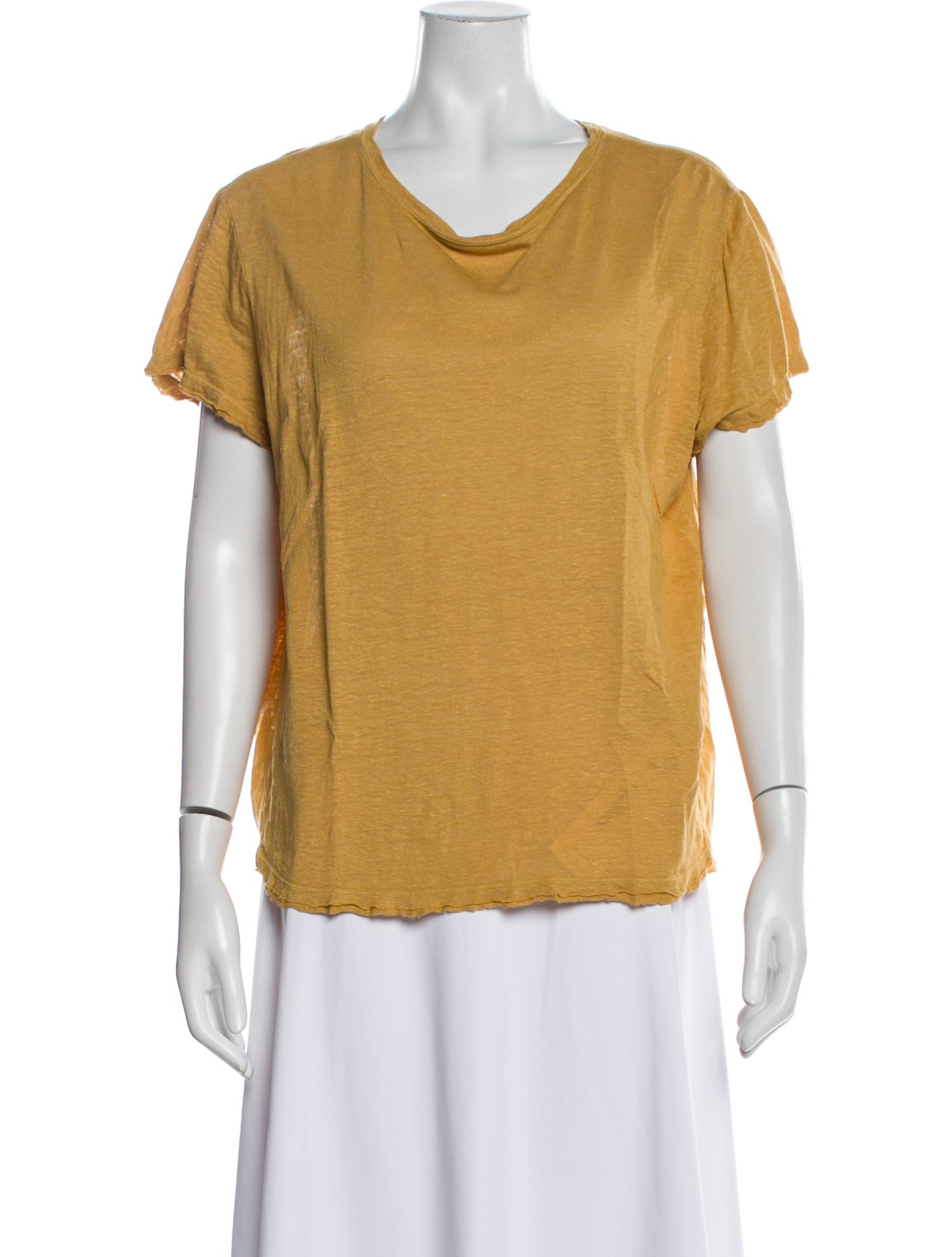 FRAME Linen Cowl Neck T-Shirt