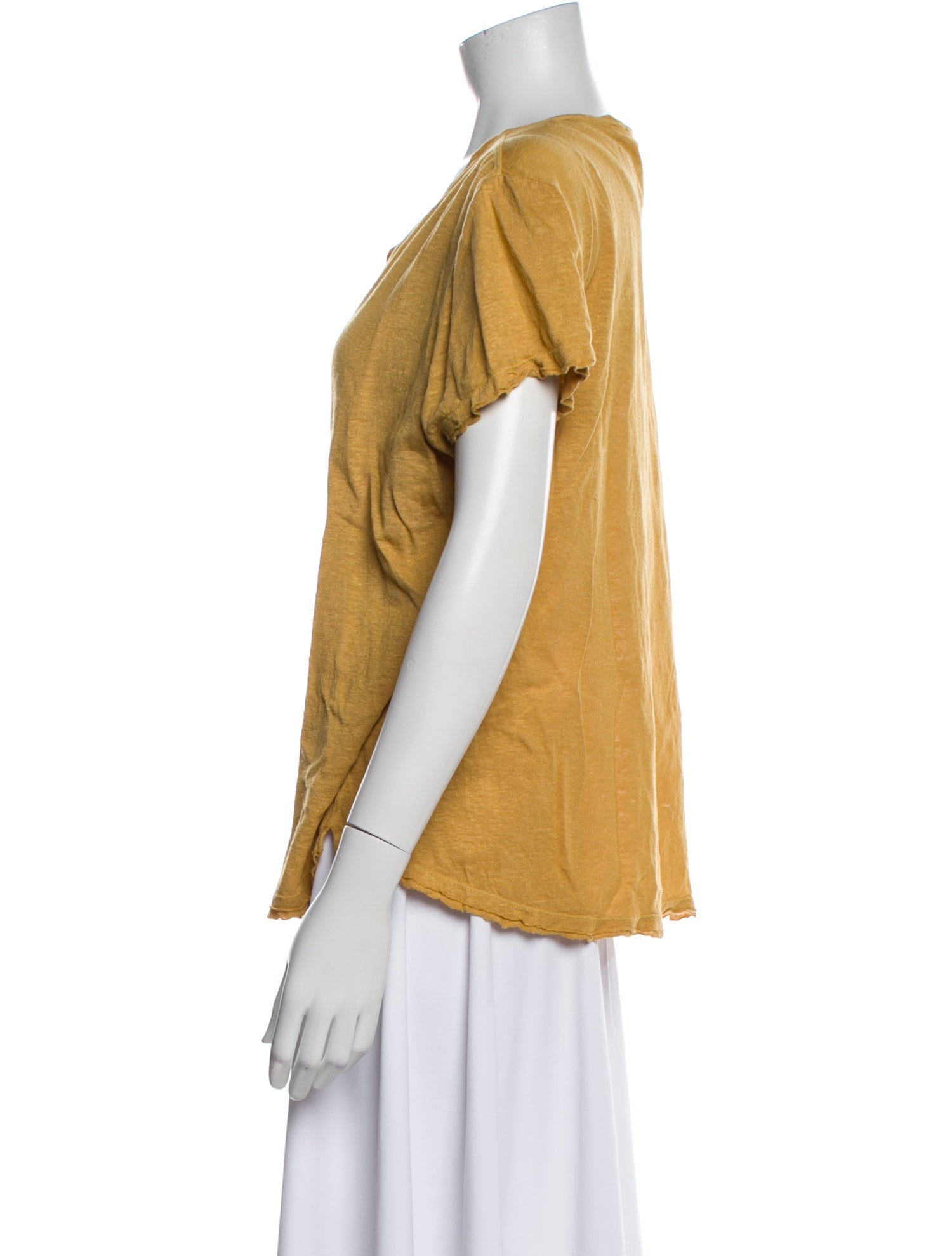 FRAME Linen Cowl Neck T-Shirt