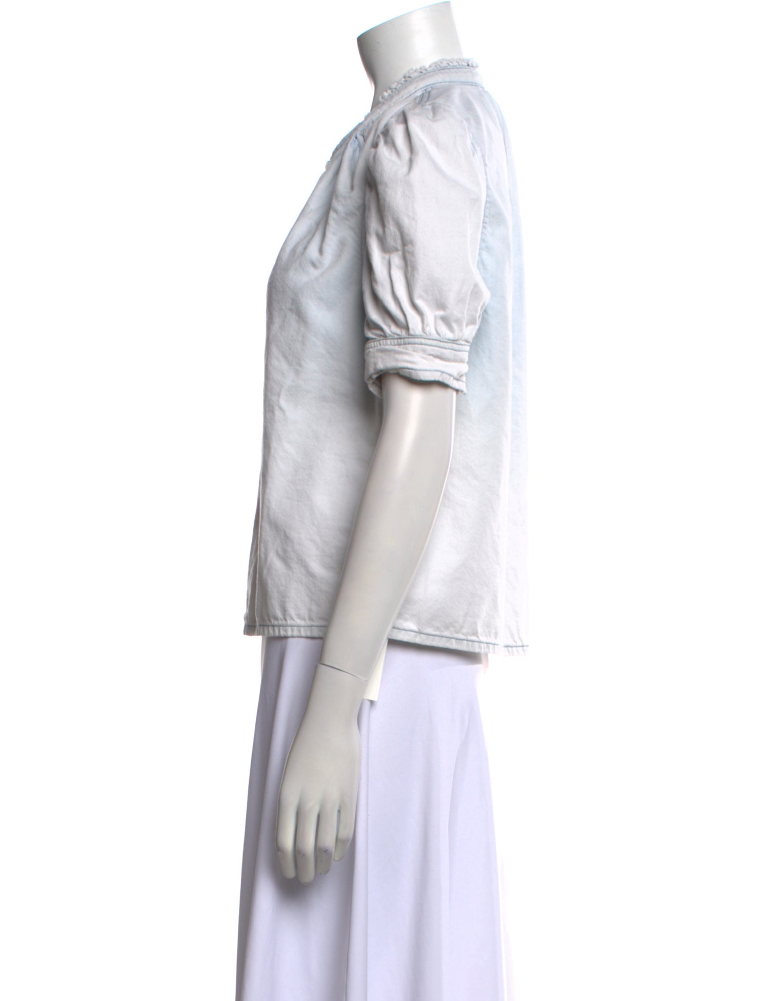 FRAME V-Neck Short Sleeve Blouse