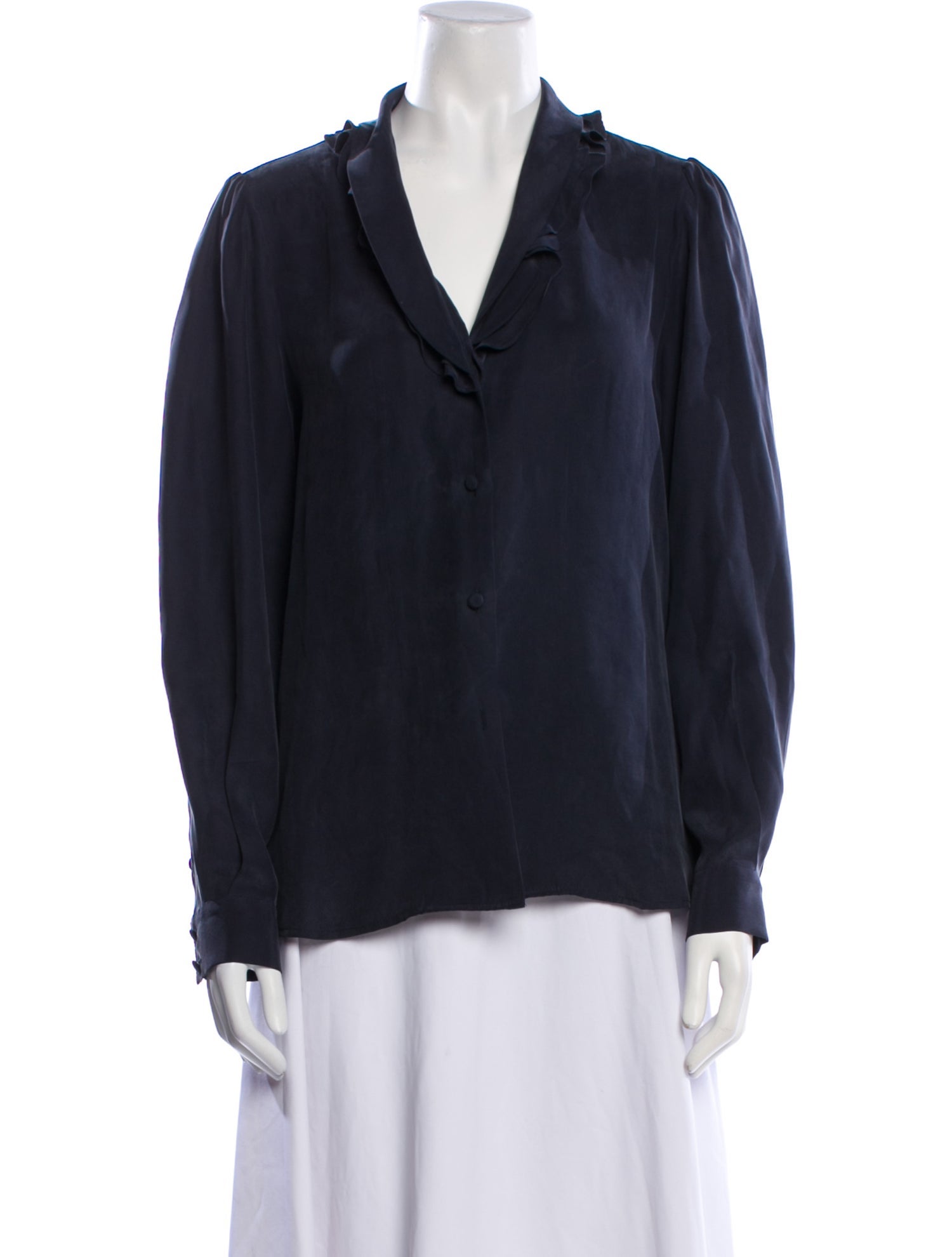 FRAME Silk V-Neck Blouse