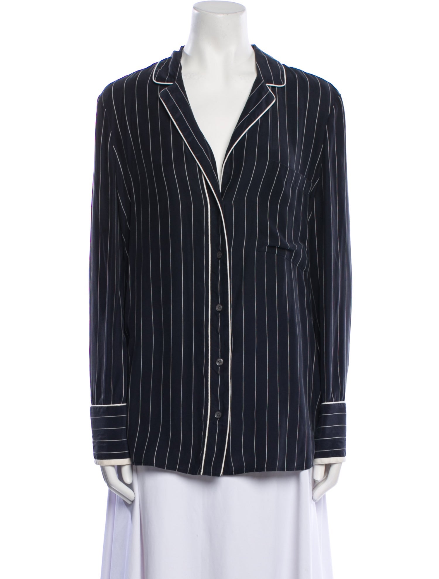 FRAME Silk Striped Button-Up Top