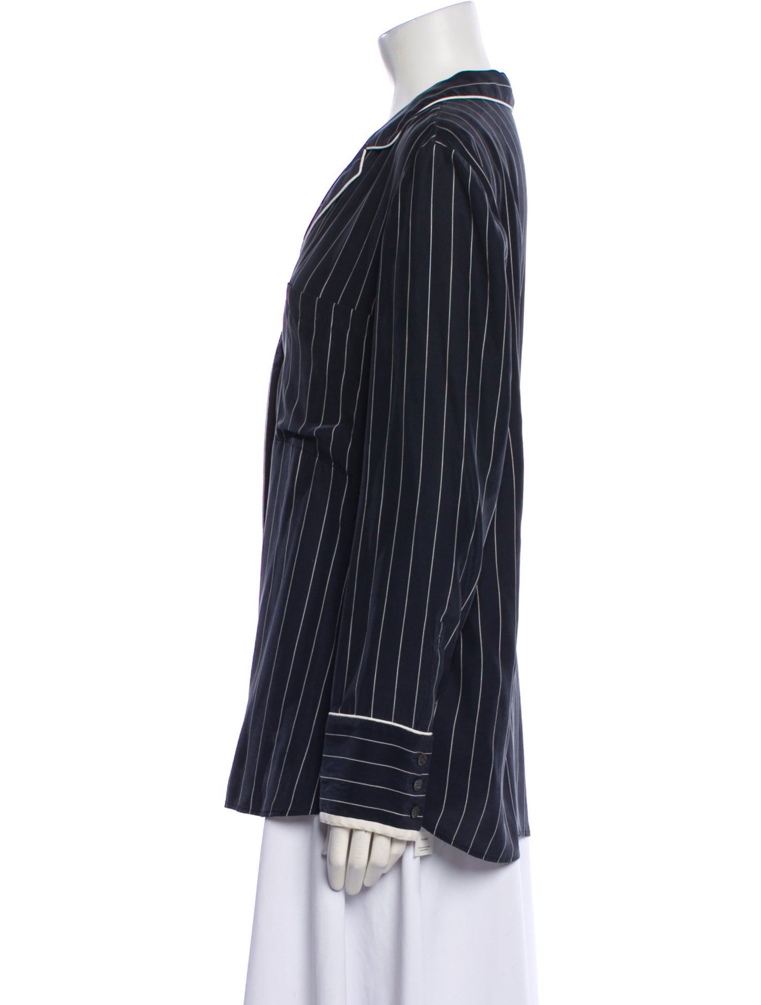 FRAME Silk Striped Button-Up Top