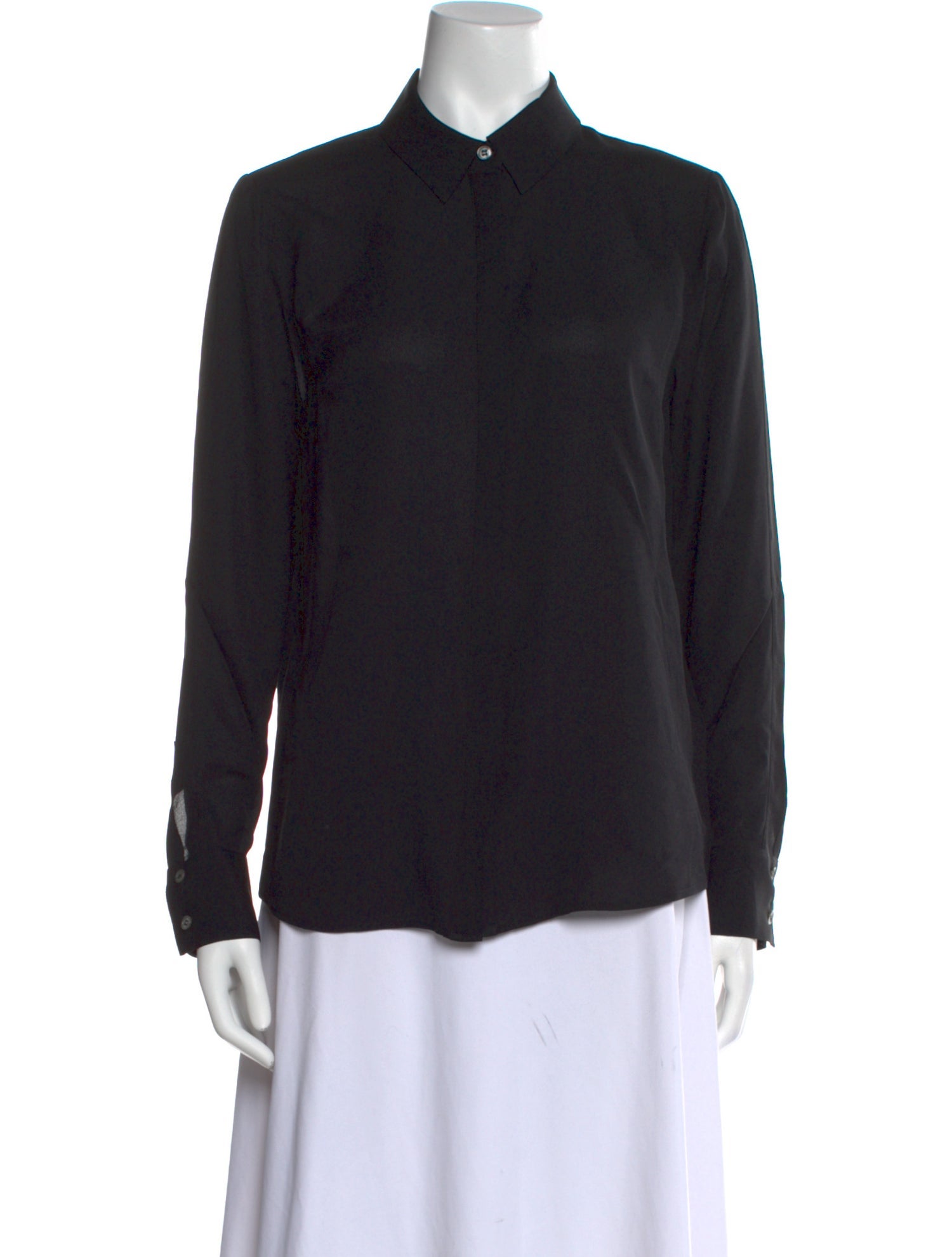FRAME Silk Long Sleeve Button-Up Top