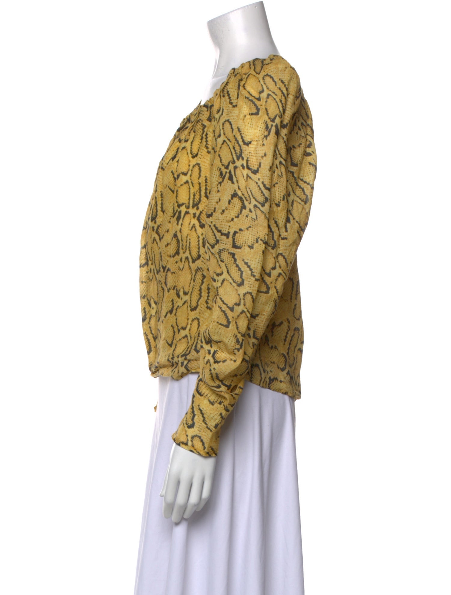 FRAME Printed Off-The-Shoulder Blouse