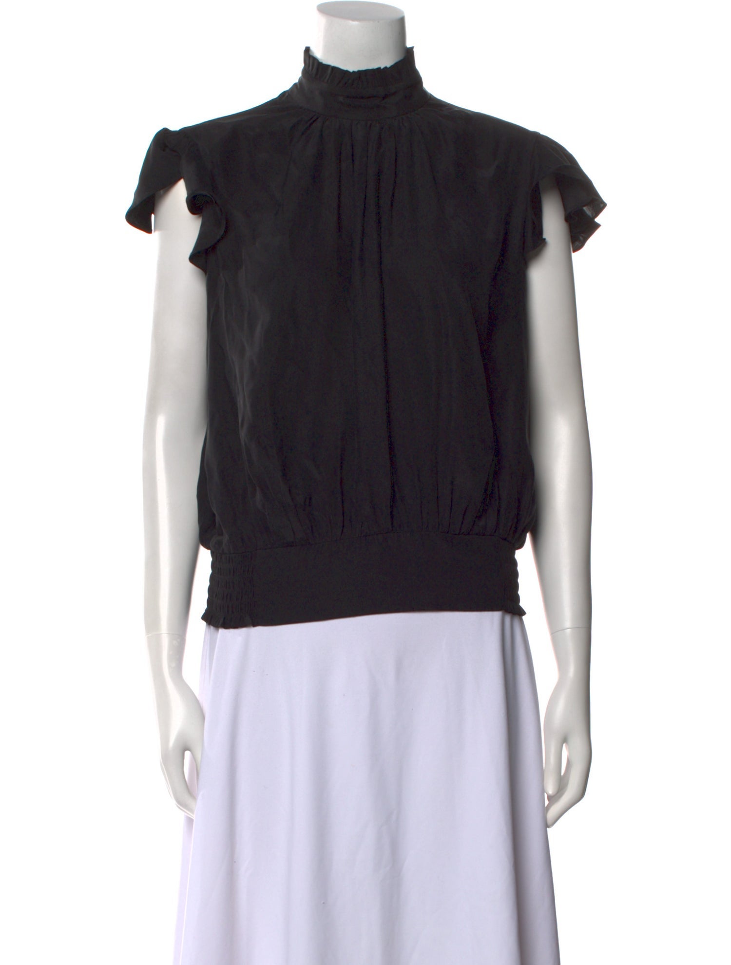 FRAME Silk Mock Neck Top