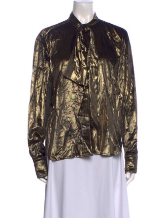 FRAME Animal Print Long Sleeve Button-Up Top