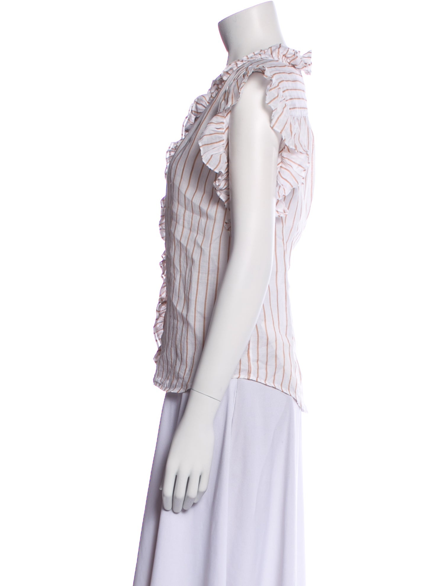 FRAME Striped V-Neck Blouse