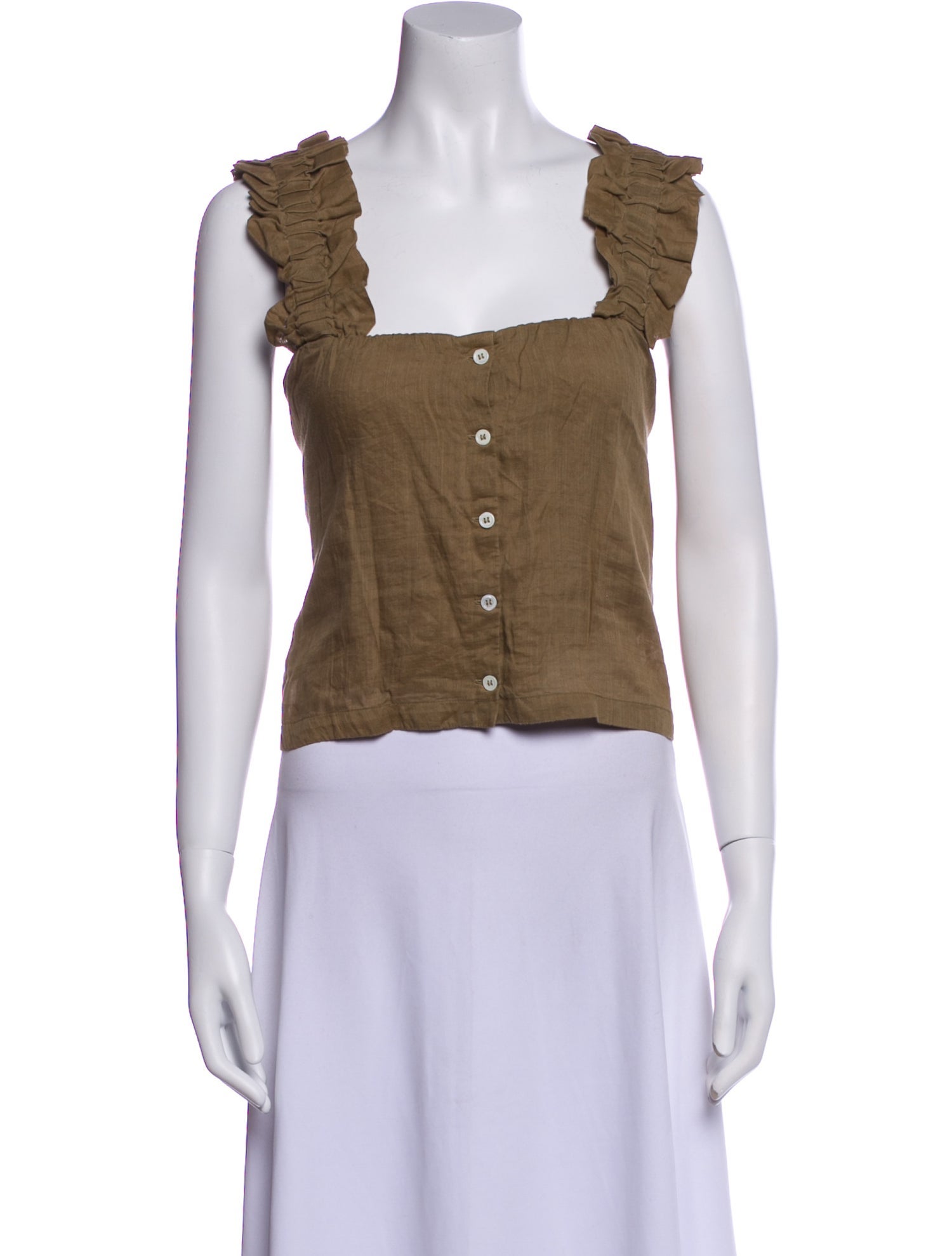 FRAME Square Neckline Sleeveless Crop Top