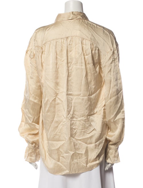 FRAME Silk Mock Neck Button-Up Top