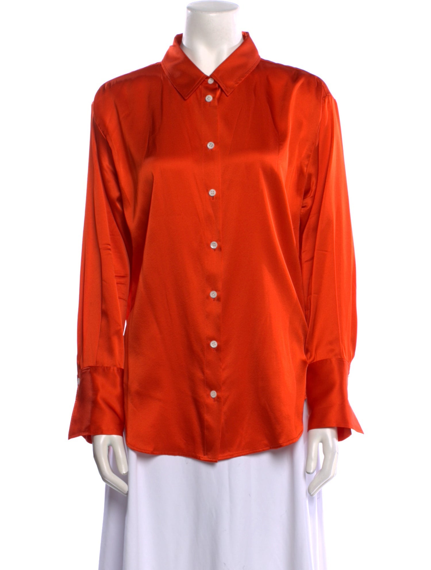 FRAME Silk Long Sleeve Button-Up Top