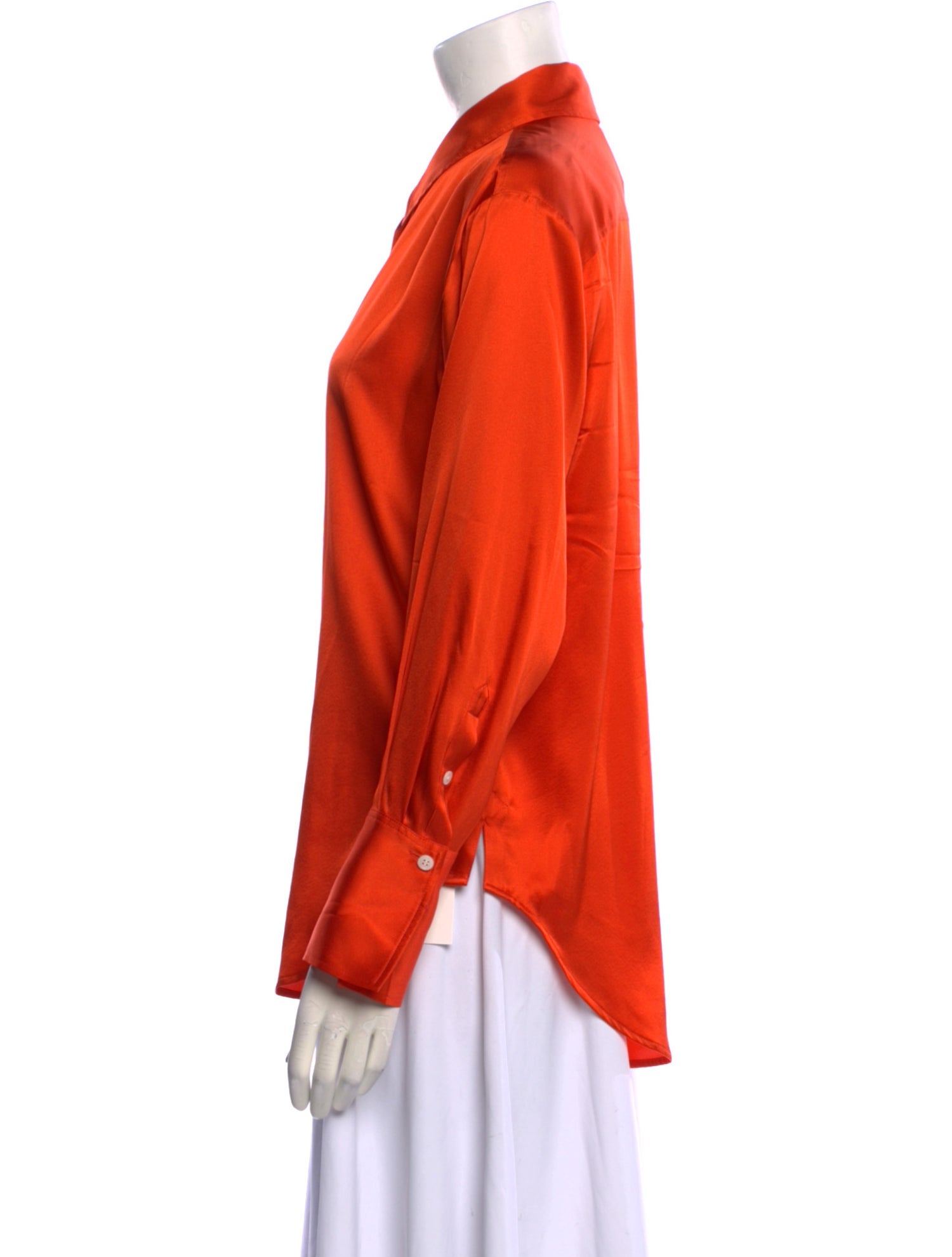 FRAME Silk Long Sleeve Button-Up Top