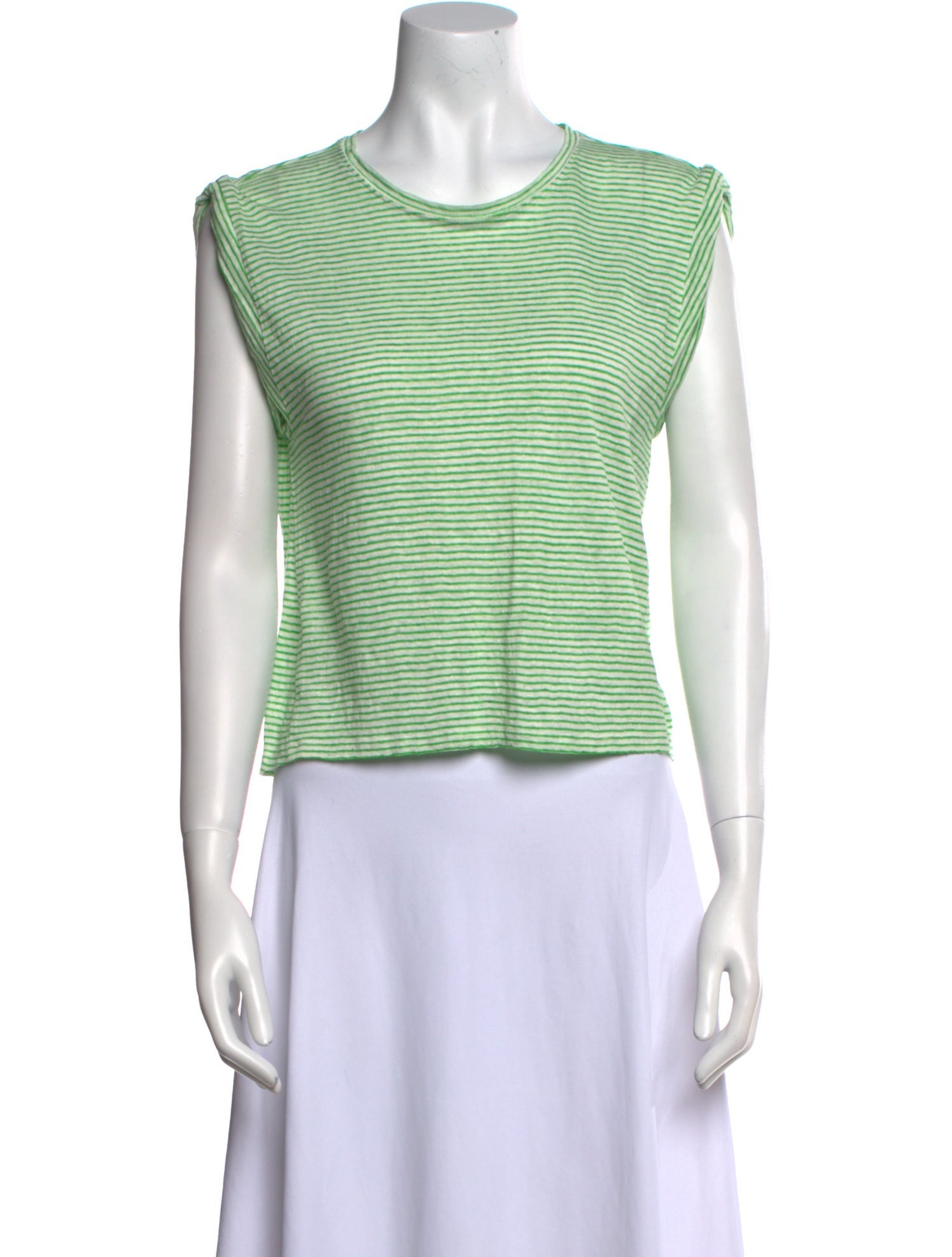 FRAME Linen Striped Crop Top