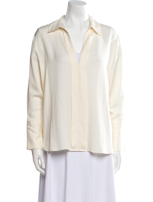 FRAME Silk V-Neck Button-Up Top