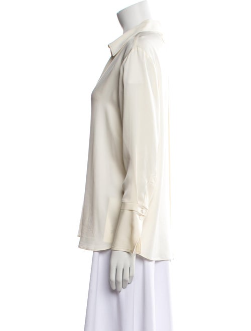 FRAME Silk V-Neck Button-Up Top