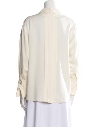 FRAME Silk V-Neck Button-Up Top