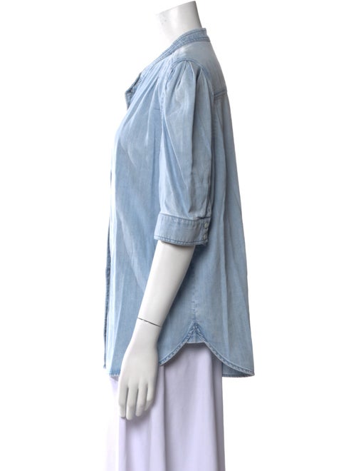 FRAME Crew Neck Three-Quarter Sleeve Button-Up Top