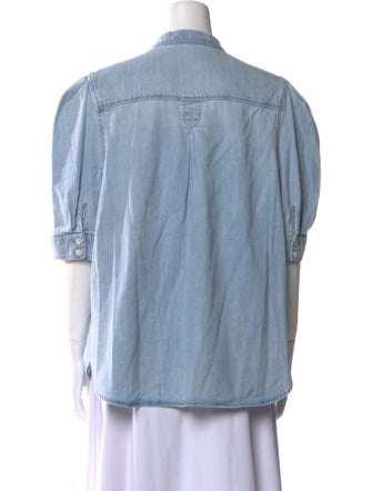 FRAME Crew Neck Three-Quarter Sleeve Button-Up Top