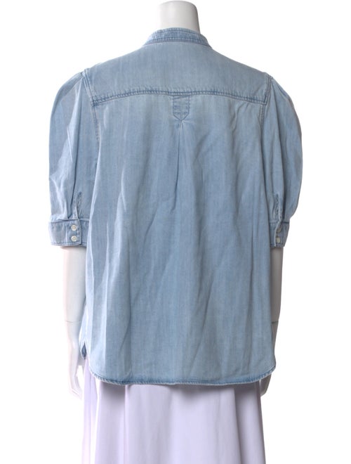 FRAME Crew Neck Three-Quarter Sleeve Button-Up Top