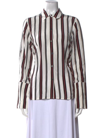 FRAME Silk Striped Button-Up Top