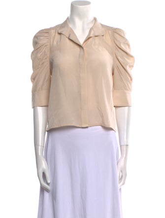 FRAME Silk Three-Quarter Sleeve Crop Top