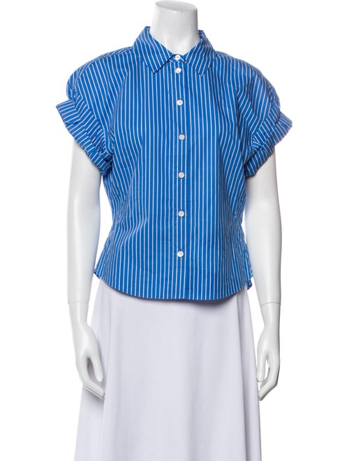 FRAME Striped Short Sleeve Button-Up Top