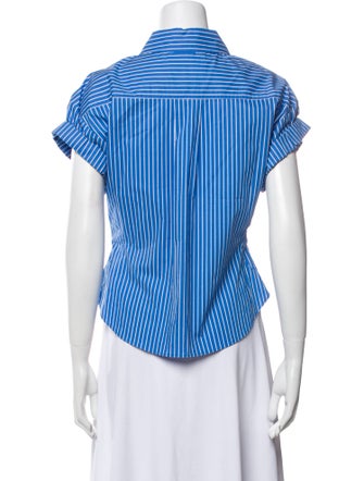 FRAME Striped Short Sleeve Button-Up Top