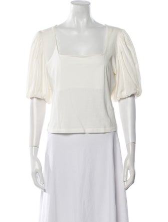 FRAME Square Neckline Short Sleeve Crop Top