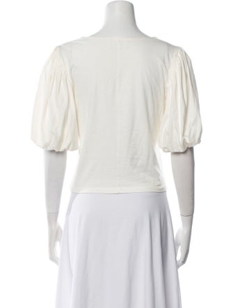 FRAME Square Neckline Short Sleeve Crop Top