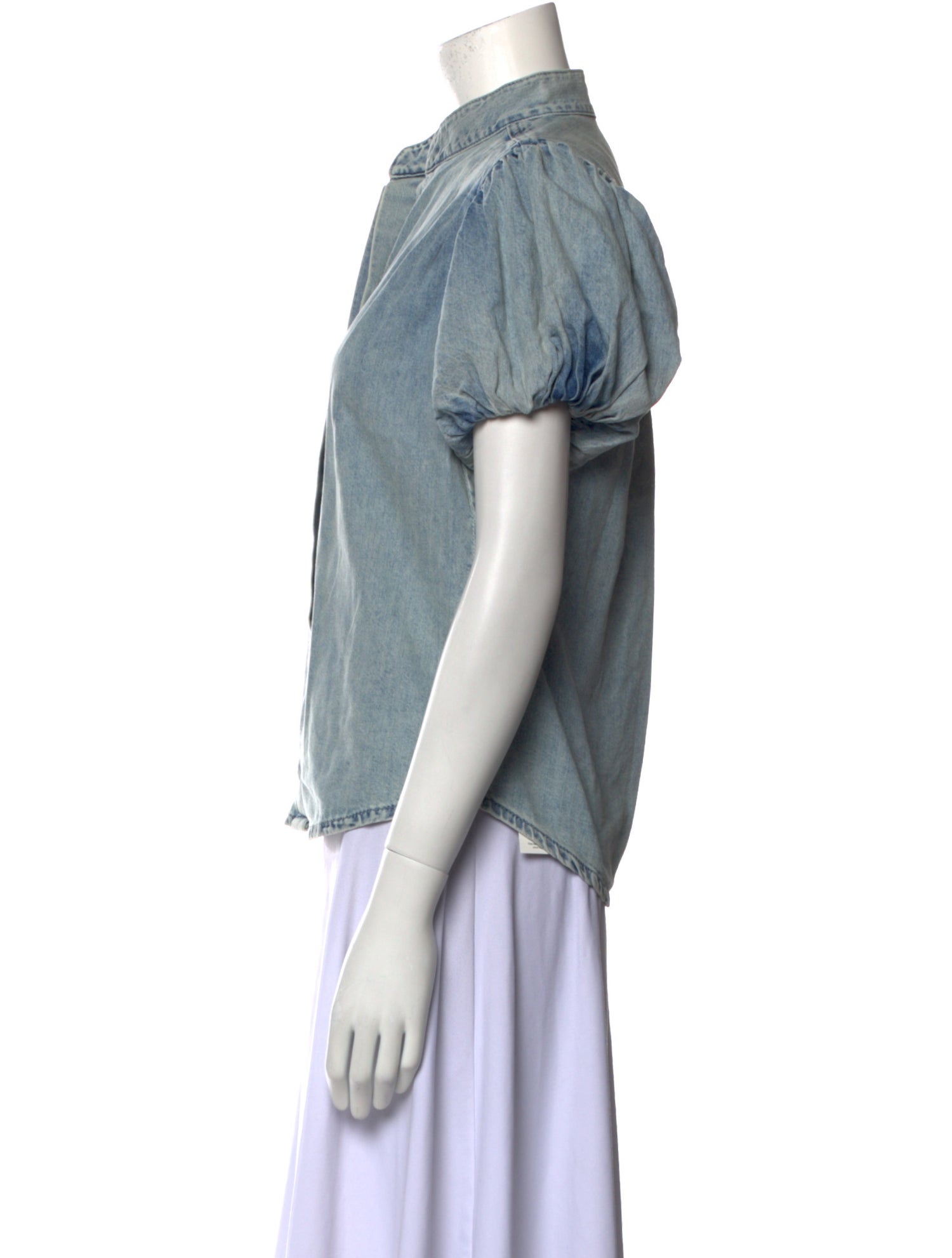 FRAME Mock Neck Short Sleeve Button-Up Top