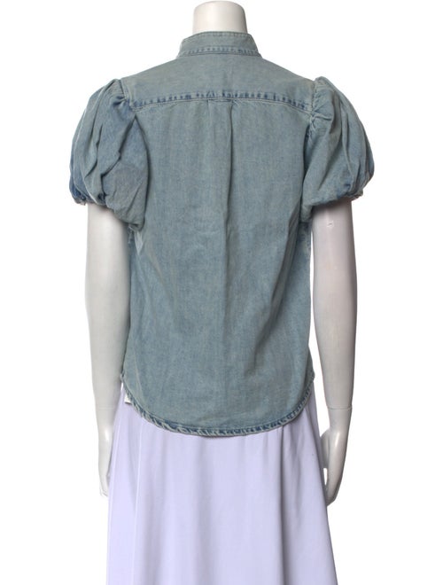 FRAME Mock Neck Short Sleeve Button-Up Top