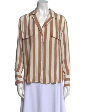 FRAME Silk Striped Button-Up Top