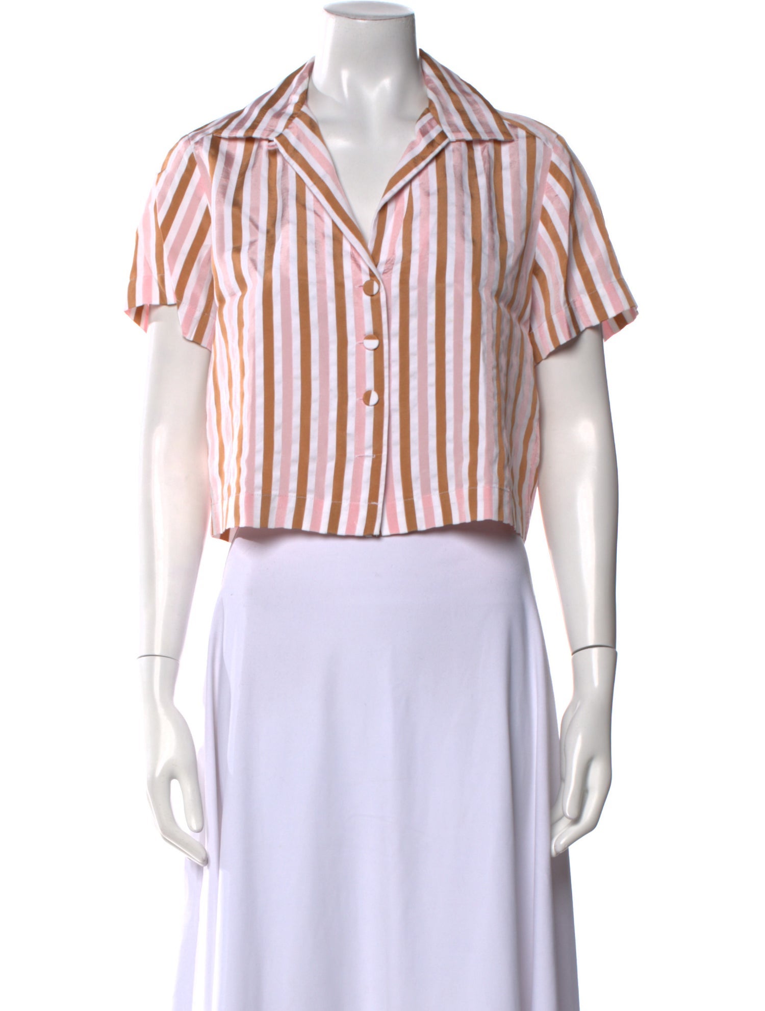 FRAME Striped Short Sleeve Crop Top