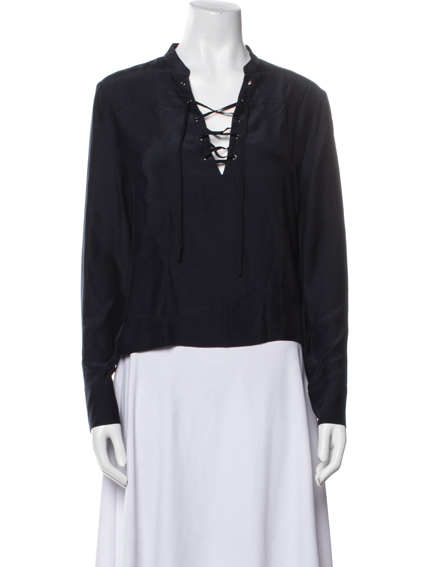 FRAME Silk V-Neck Blouse