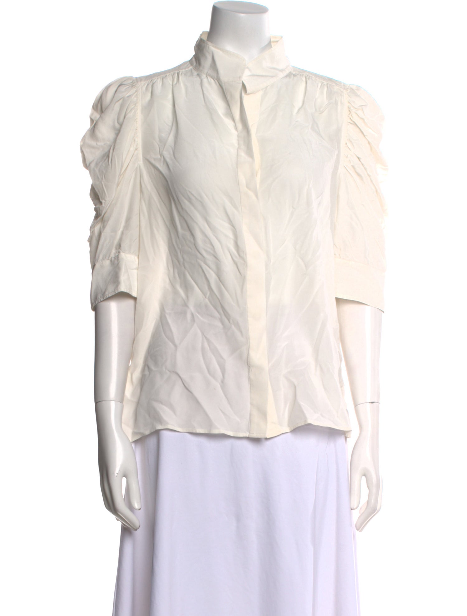 FRAME Silk Mock Neck Blouse